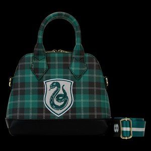 Loungefly Harry Potter Slytherin Patch Varsity Plaid Crossbody Bag